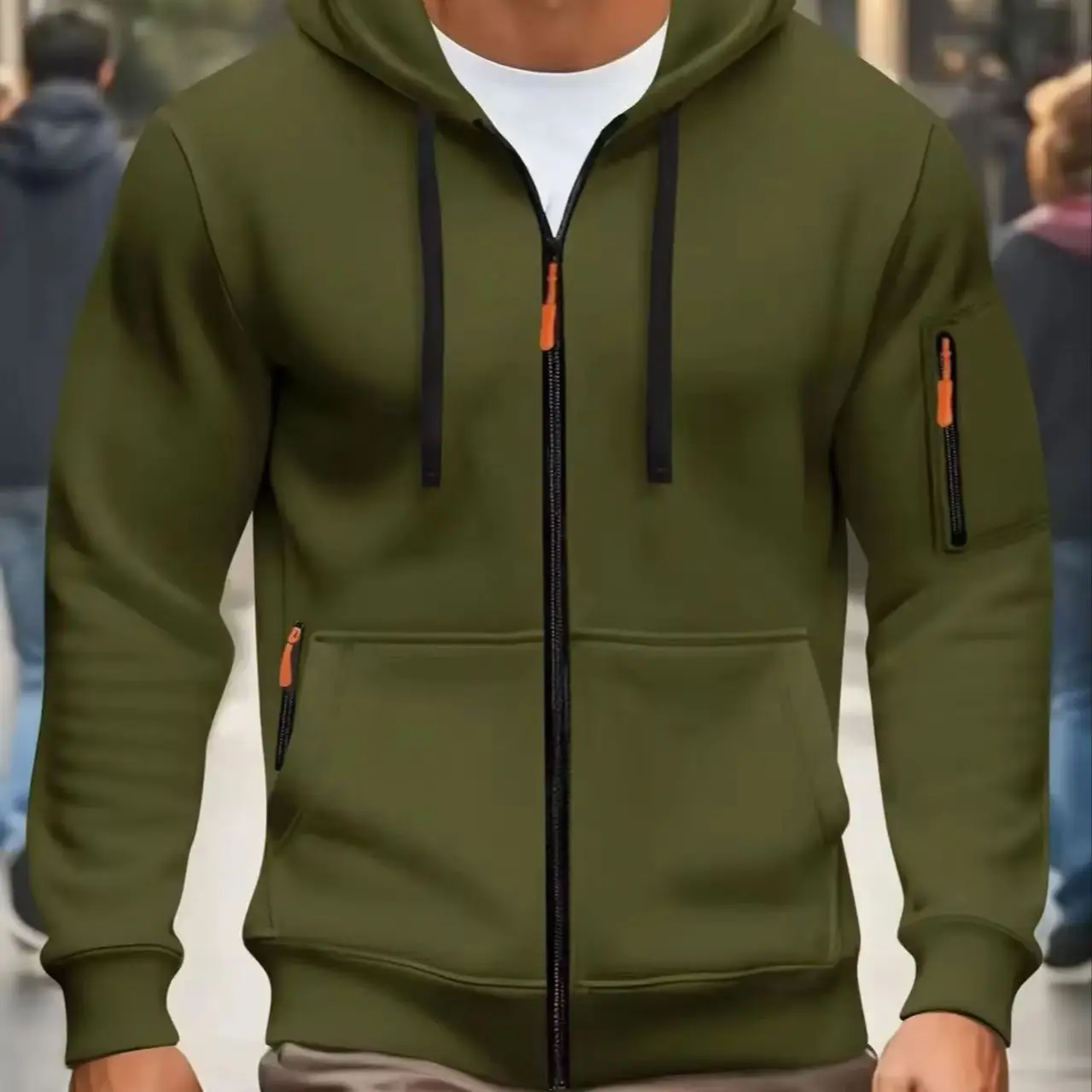 الرجال الخريف الشتاء جديد هوديس طويلة الأكمام البلوز سستة تصميم مقنعين البلوز للرجال ملابس رياضية سليم صالح عارضة سترة