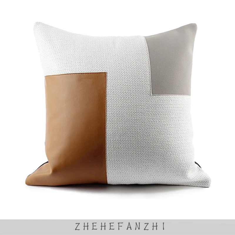 

Modern mat Orange Pillow Hotel Living Room Sofa Cuion Bedroom Headboard Pillow Square Leather New Arrival