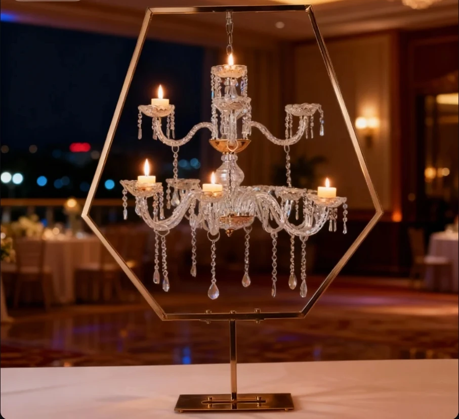 

5pcs Metal Candelabra Acrylic Candle Holders Wedding Table Centerpieces Flower Stands Vases Road Lead Party Decoration