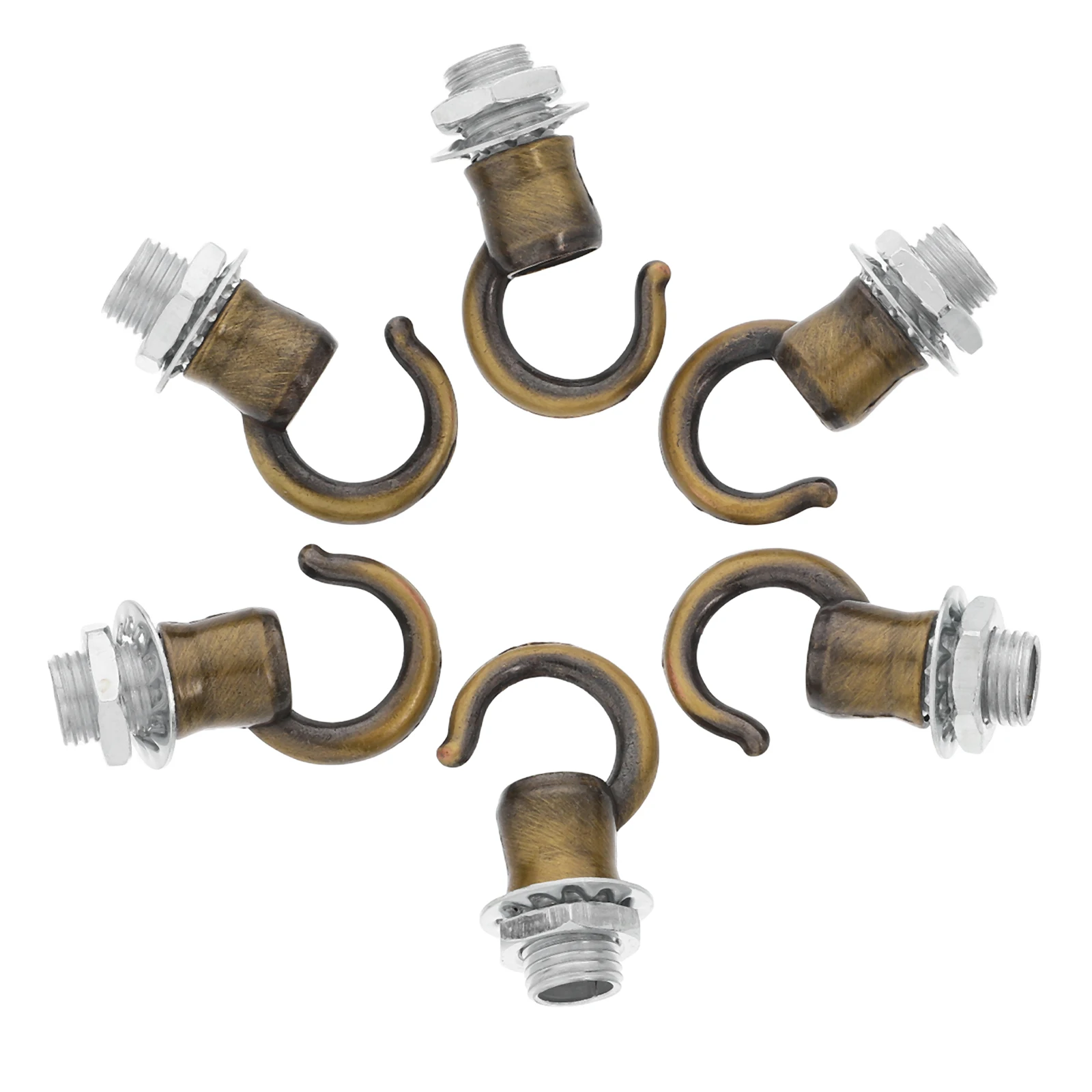 

6pcs Lighting Accessories Zinc Alloy Hooks for Hanging Lamp Rope Lantern Ceiling Fixtures M10 Thread Screw Bull Nose Design