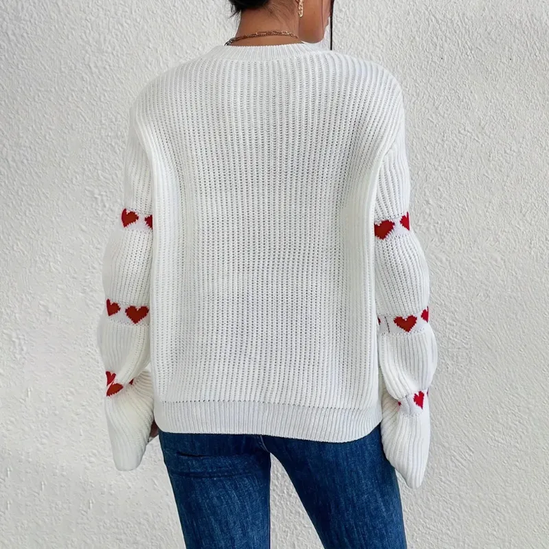 Women Sweaters Print Knit Long Sleeve Round Neck Spliced Pullovers Jumpers Straight Patchwork Elegant Lady Casual Autumn