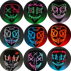 Halloween LED Purge Neon leuchten Maske Kostüme Cosplay Maske mit LED-Handschuhen Frauen Männer Halloween Dekor Voll gesicht leuchtende Maske