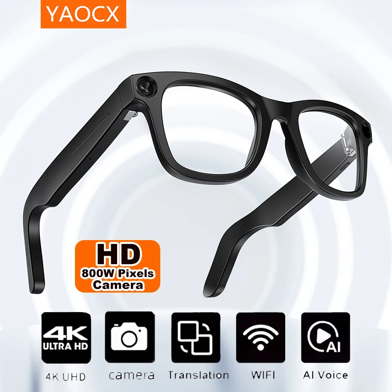 

YAOCX Anti Shake Smart Shooting Glasses with 800W HD Camera 1080P Video Recording Wi-Fi Transmission And Translation Features