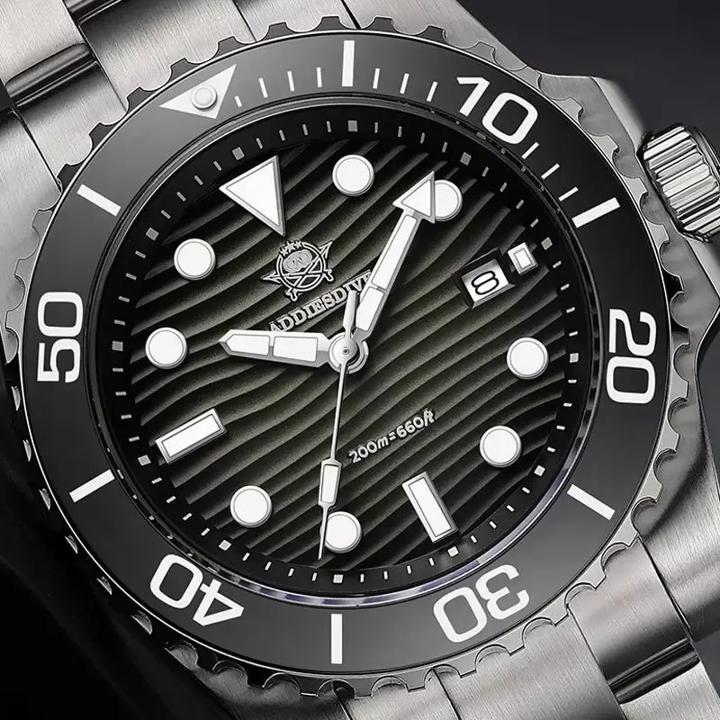 ADDIESDIVE Men's Quartz Watches Vintage Stainless Steel Waterproof 200M Watch Male Relogio Masculino BGW9 Luminous Diving Clock