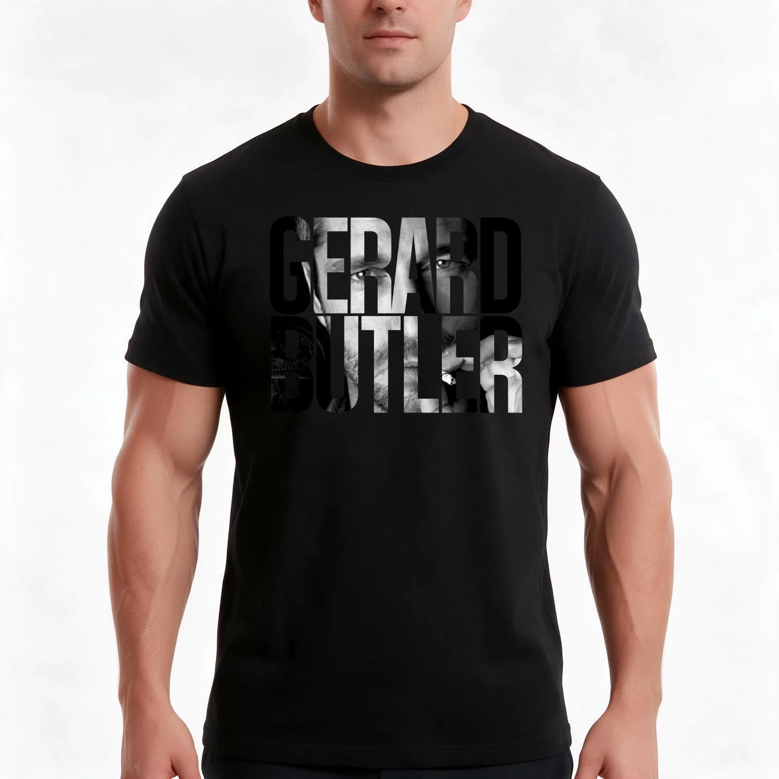 Gerard Butler T-Shirt, Summer Casual Cotton Tee, Oversized Streetwear Tops, Vintage Graphic Print, Loose Fit Short Sleeve