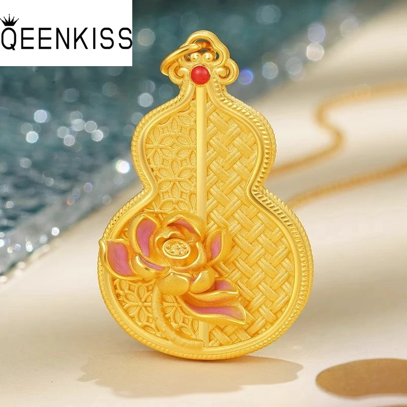 

QEENKISS Gold Vintage Lotus Necklace Pendants For Women Wedding Party Birthday Christmas Bride Mother Girl Ladies Gifts PT5203