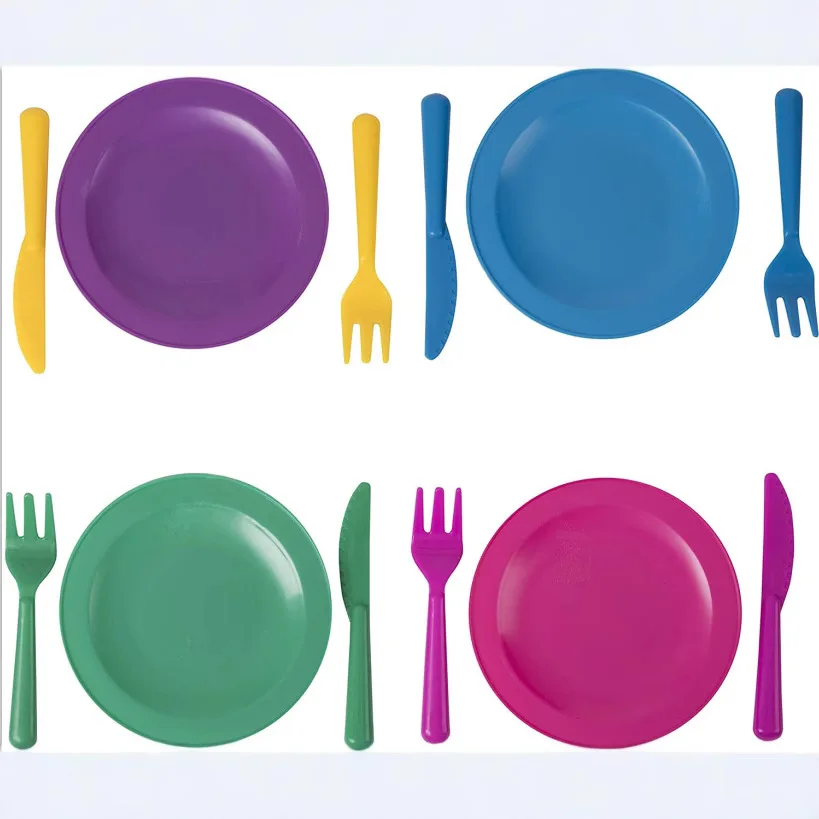 子供用ままごと食器アクセサリー、ディナープレート、ナイフとスプーン、キッチン用品アクセサリー、調理おもちゃ