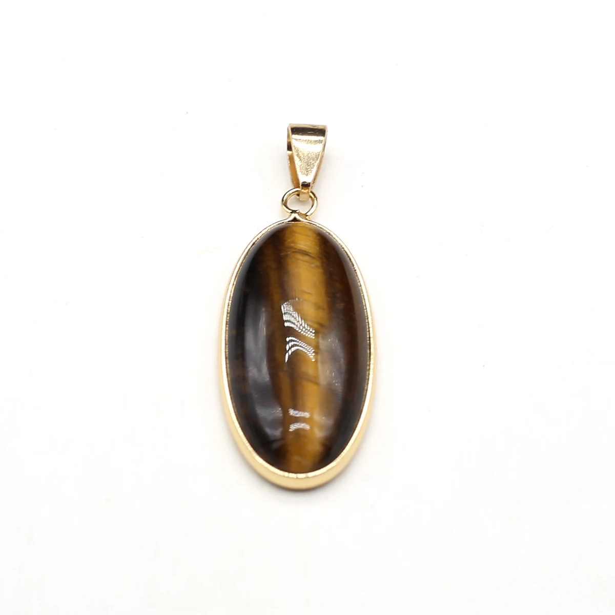 Natural Stone Pendants Agates Necklace Oval Shape Unakite Tiger Eye Stone for Jewelry Making Good Quality Gift