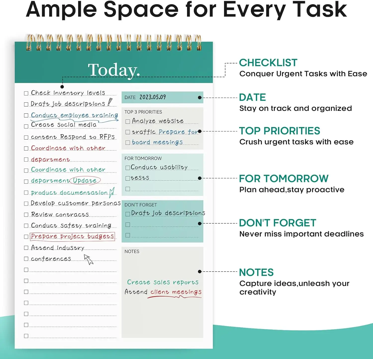 To Do List Pad - To Do List Notebook for Work with 52 Sheets, Undated Daily Planner Perfect for Daily Tasks and Goal Setting