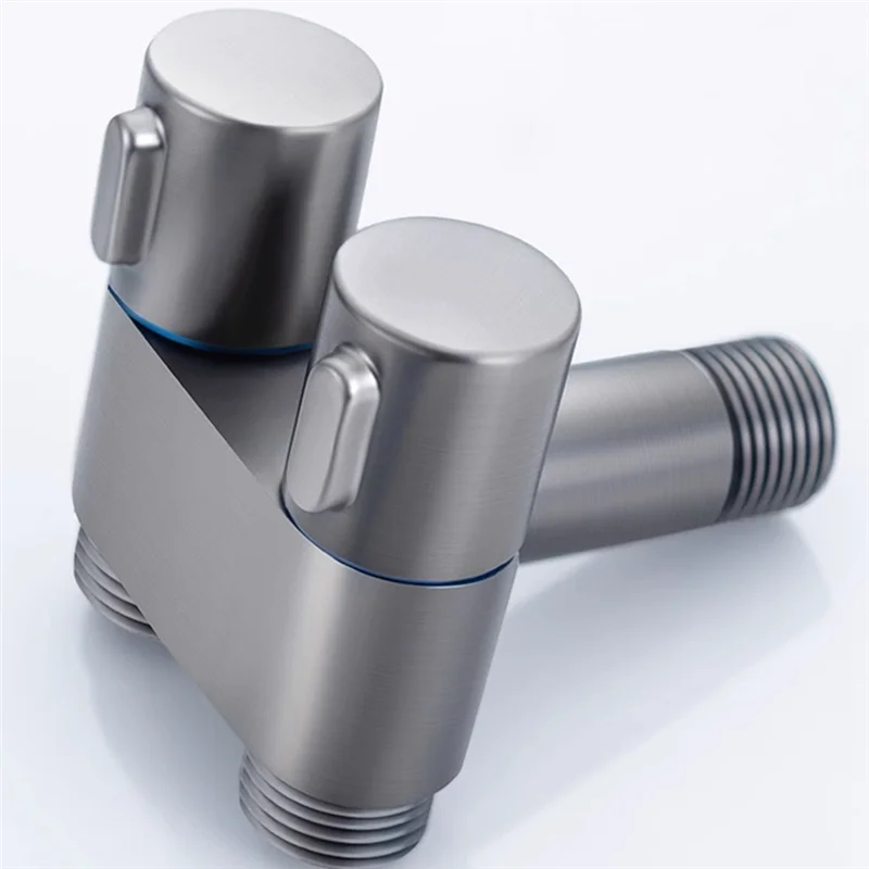 MAKE-1 피스 1 In 2 Out 전환기 앵글 밸브 자체 청소용 듀얼 제어 욕실 수도꼭지(진한 회색)