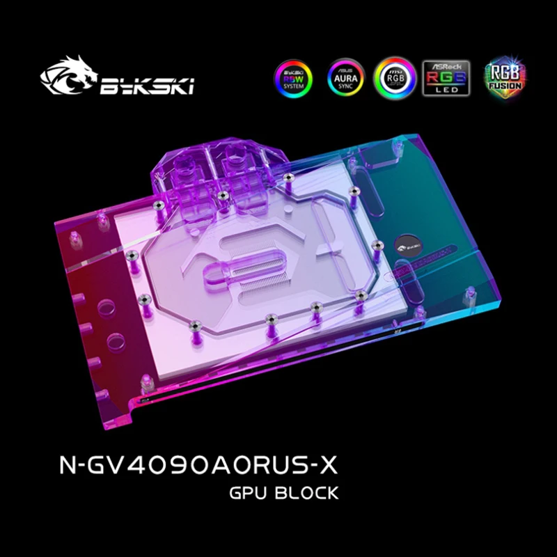 Bykski N-GV4090AORUS-X كتلة المياه لجيجابايت GeForce RTX 4090 Gaming OC / MASTER GPU بطاقة / مشعاع تبريد نحاسي RGB AURA