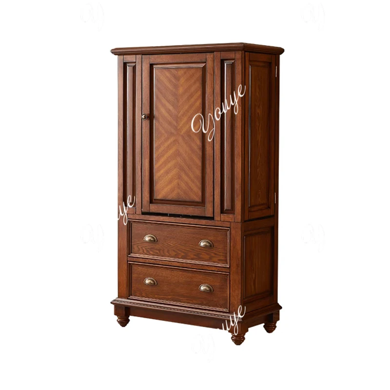 American solid wood retro jewelry cabinet integrated bedroom multi-functional cosmetics dressing with mirror storage cabinet