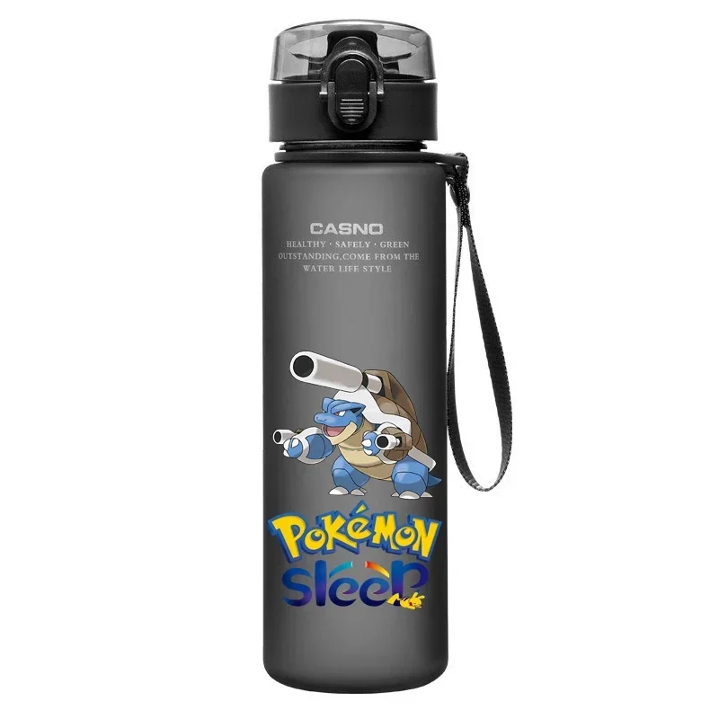 Botella de agua de Anime Pokemon para niños, vaso de agua de plástico portátil, vaso deportivo de alta capacidad, kawaii, 560ML