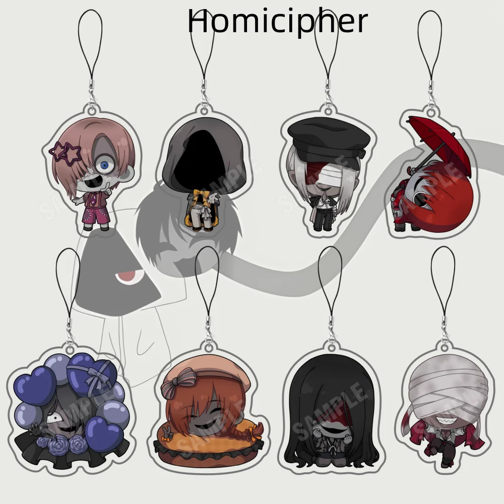 Game Homicipher Acrylic Red 6CM Double Sided Keychain White Crawler Bandage Collectible Gift for Horror  Fans Creepy Chibi Ver