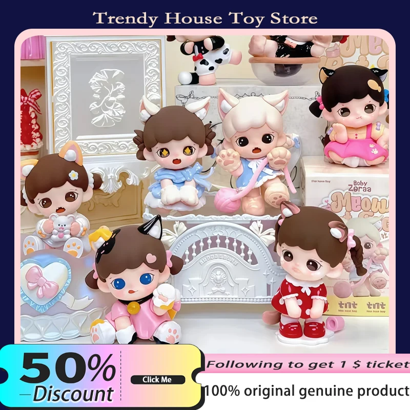 

In Stock Original Zoraa Meow Cat Face Series Blind Box Trendy Mini Action Figures Doll Desktop Collect Model Ornaments GirlsGift