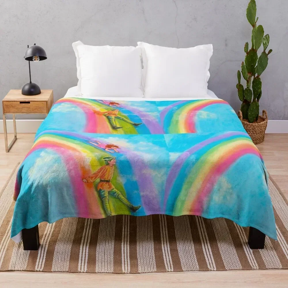 SLIDING DOWN THE RAINBOW Throw Blanket sofa bed Quilt Blankets