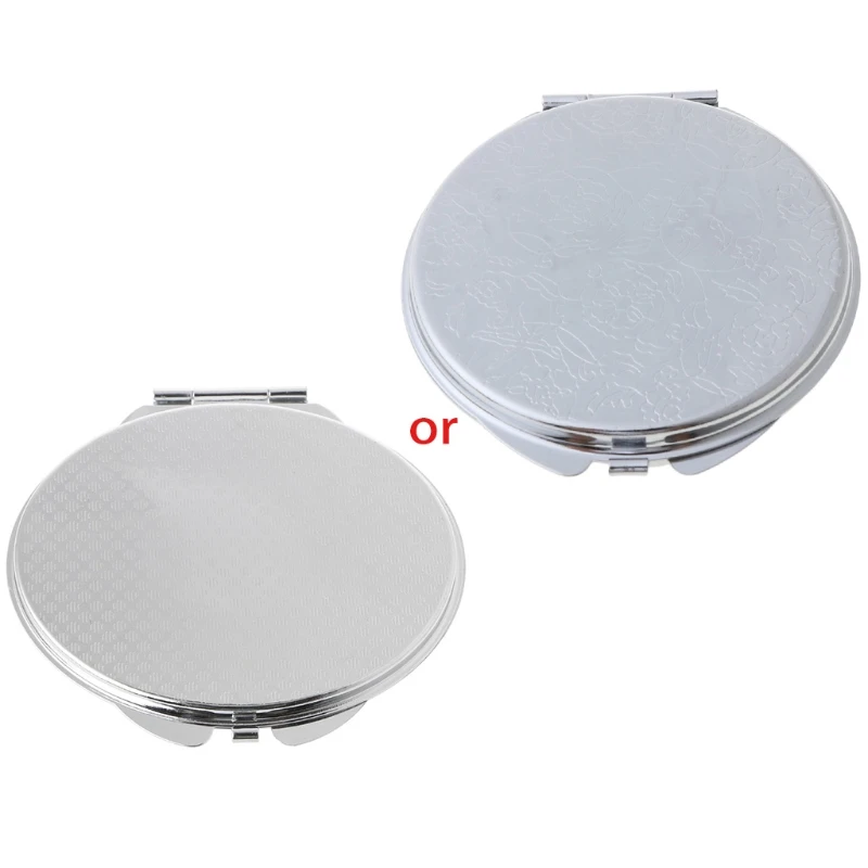 Bolsillo mano portátil Varias formas Espejo acero inoxidable con doble lado plegado