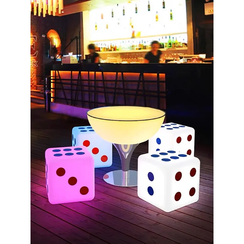 Creative luminous dice, fashionable waterproof bar chair, LED luminous dice stool, KTV cube stool, outdoor leisure