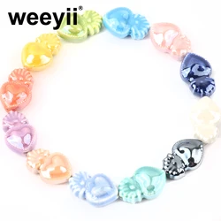 Heart Ceramic Beads Charm Loose Spacer Beads for Jewelry Bracelets Pendants Making DIY Accessories