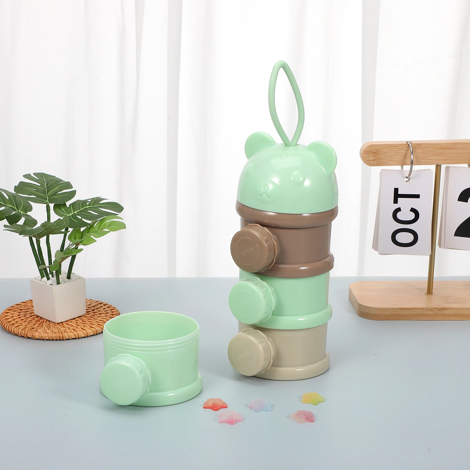 

4 Layers Milk Powder Box Baby Food Storage Container Leak-proof Snack Cups Oatmeal Nuts Candy Silicone Ring Light Portable