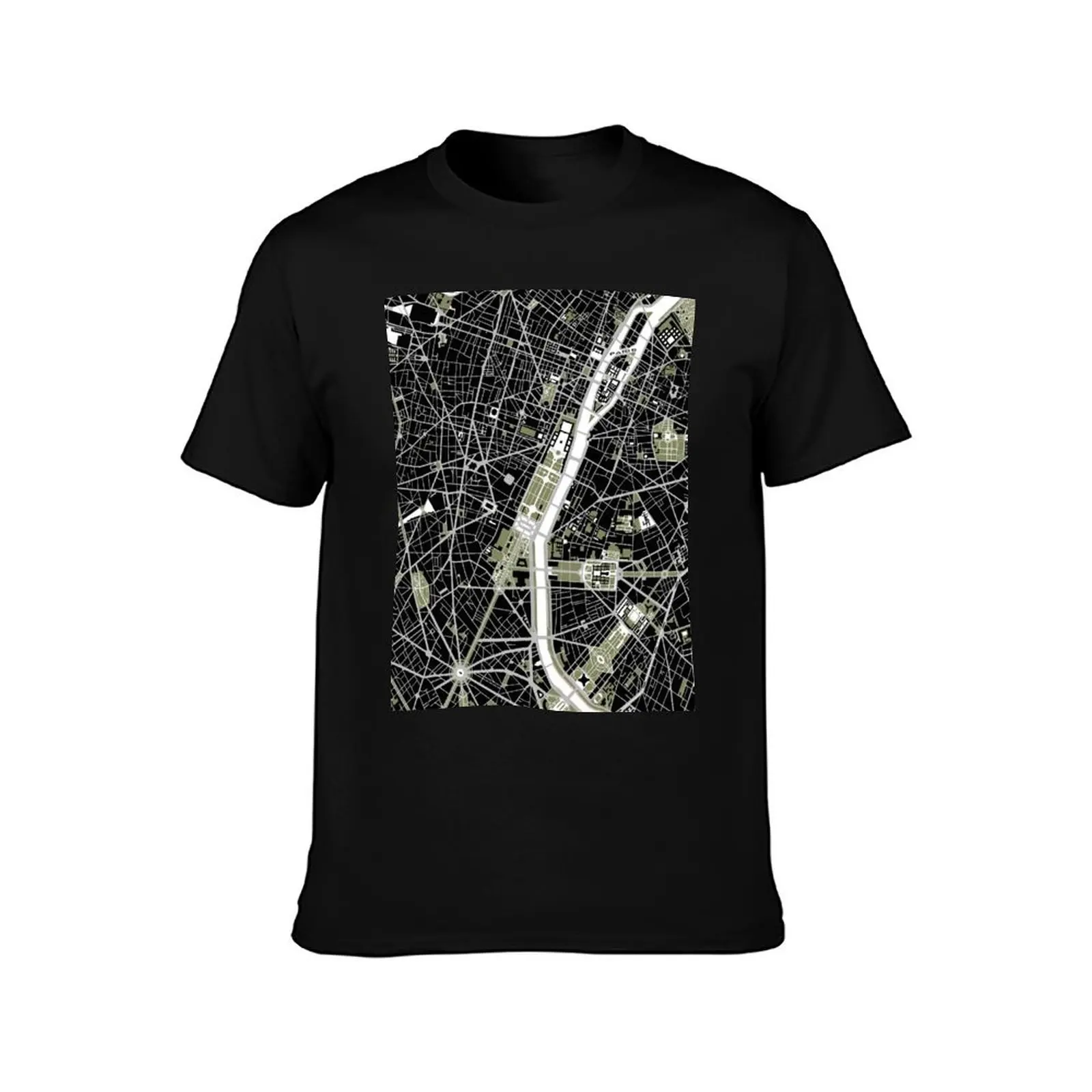 Paris city map engraving T-Shirt Comfortable Workout Short Sleeve Shirt T-Shirt