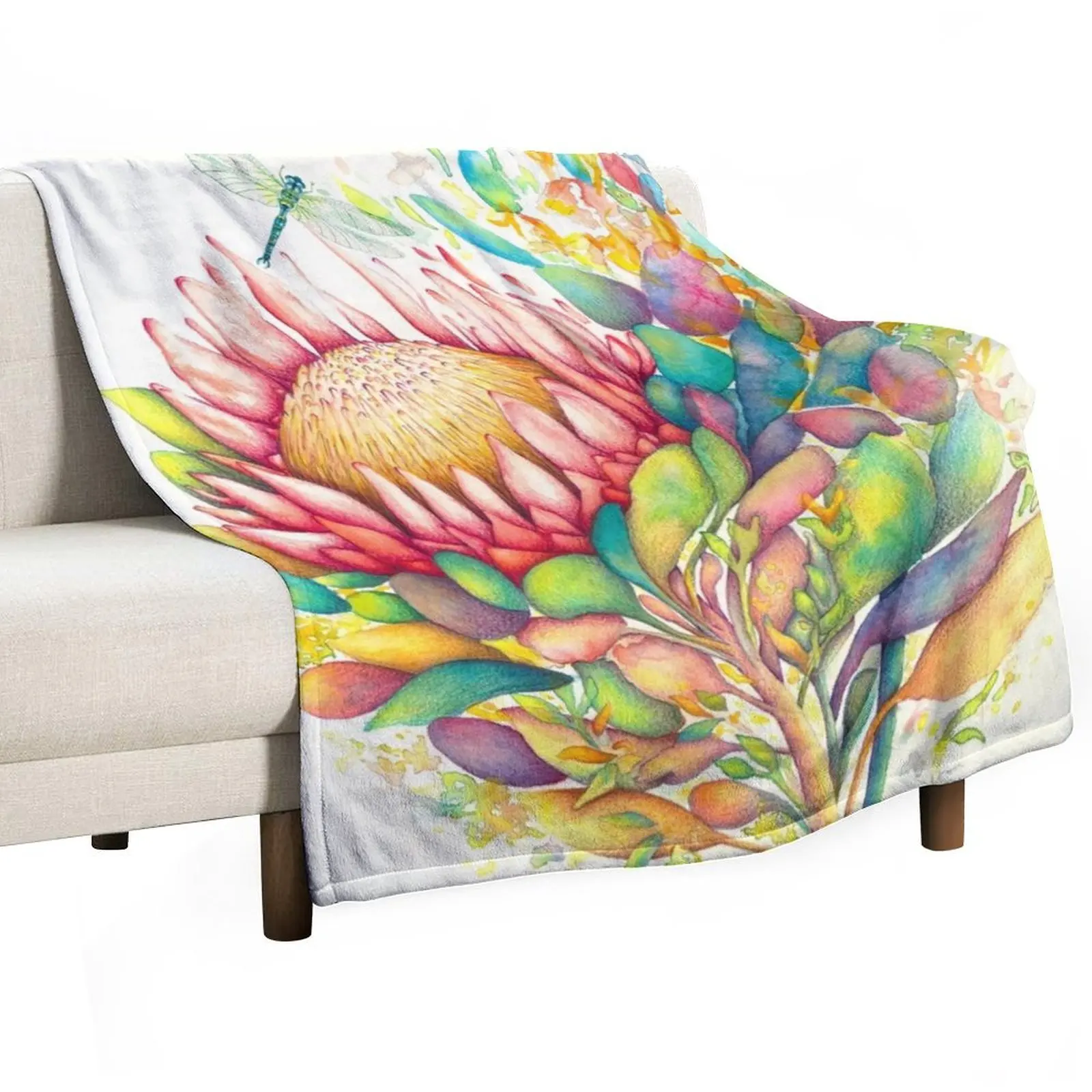 Protea & Dragonfly Throw Blanket warm for winter heavy to sleep Blankets