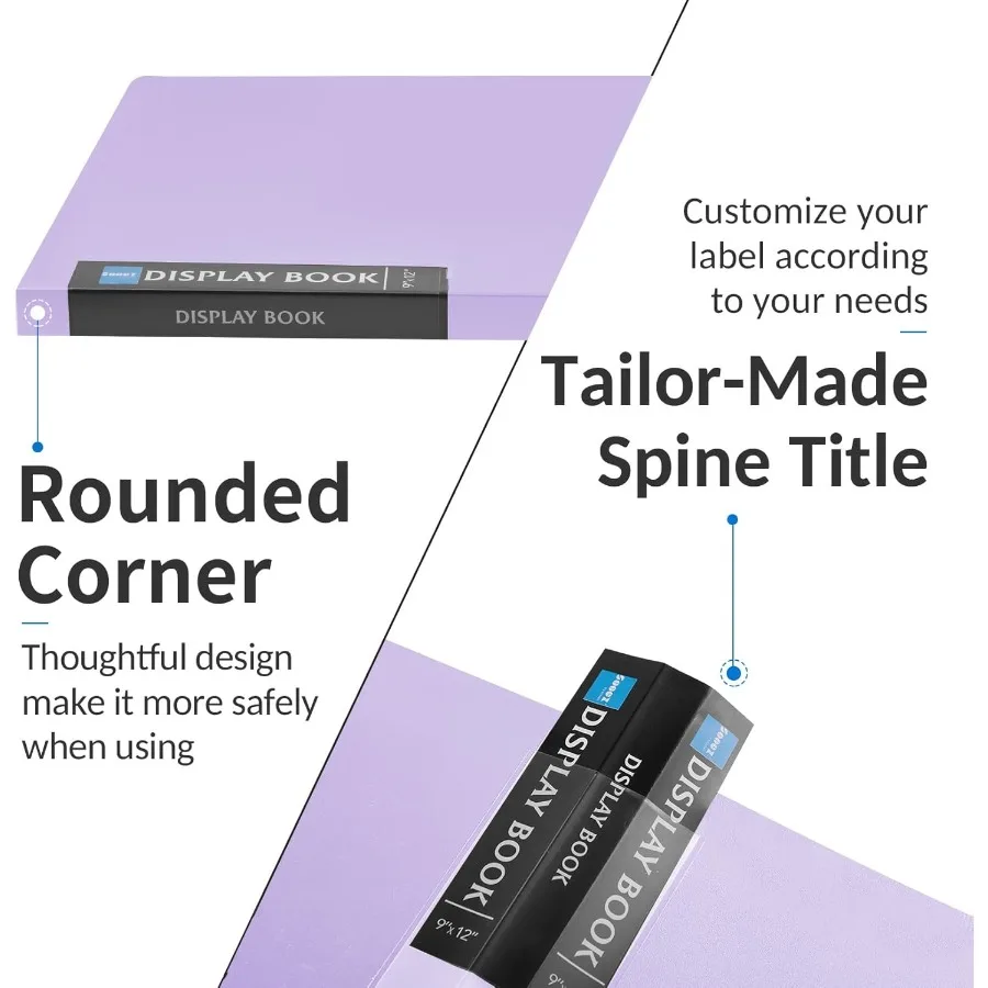 Sooez Art Portfolios 9x12 pollici con 40 tasche e 80 pagine Cartella portfolio grande per carichi pesanti con foglio protettivo trasparente