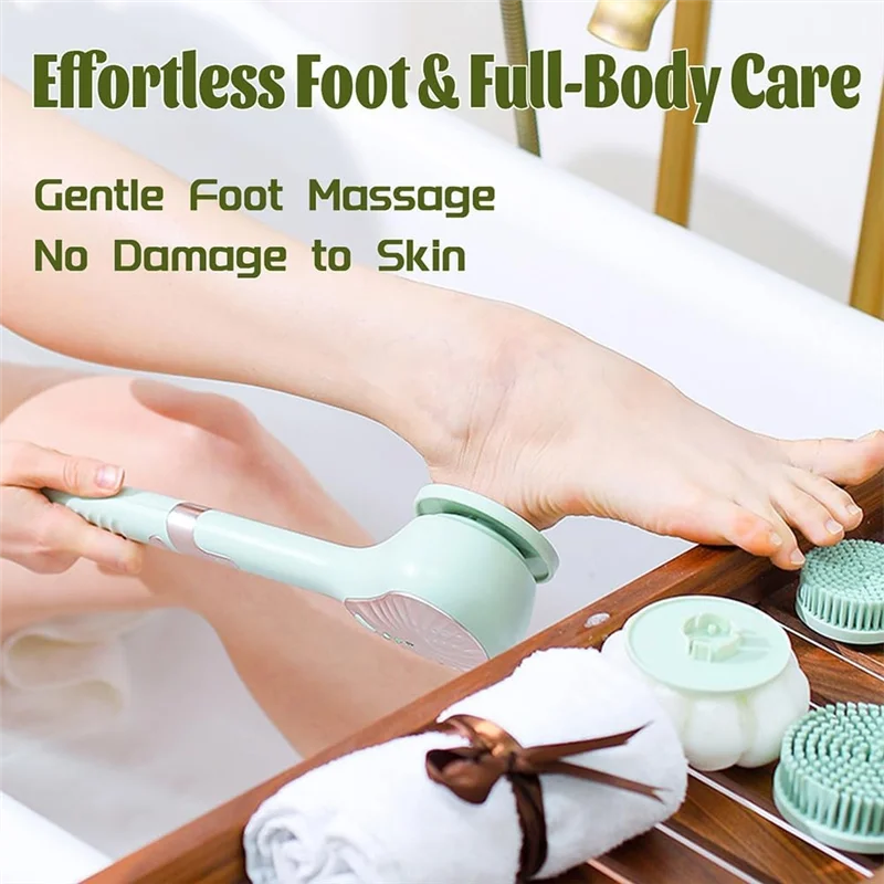 A88X Electric Body Brush Automatic Bath Brush USB Rechargeable Rotating Brush Waterproof Extended Handle For All Skin Types
