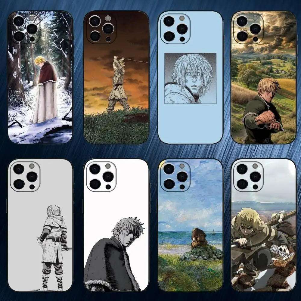 

Comics Vinland Saga Phone Case For iPhone 17,16,15,14,13,12,11 Plus,Pro Max, Soft Silicone Black Cover