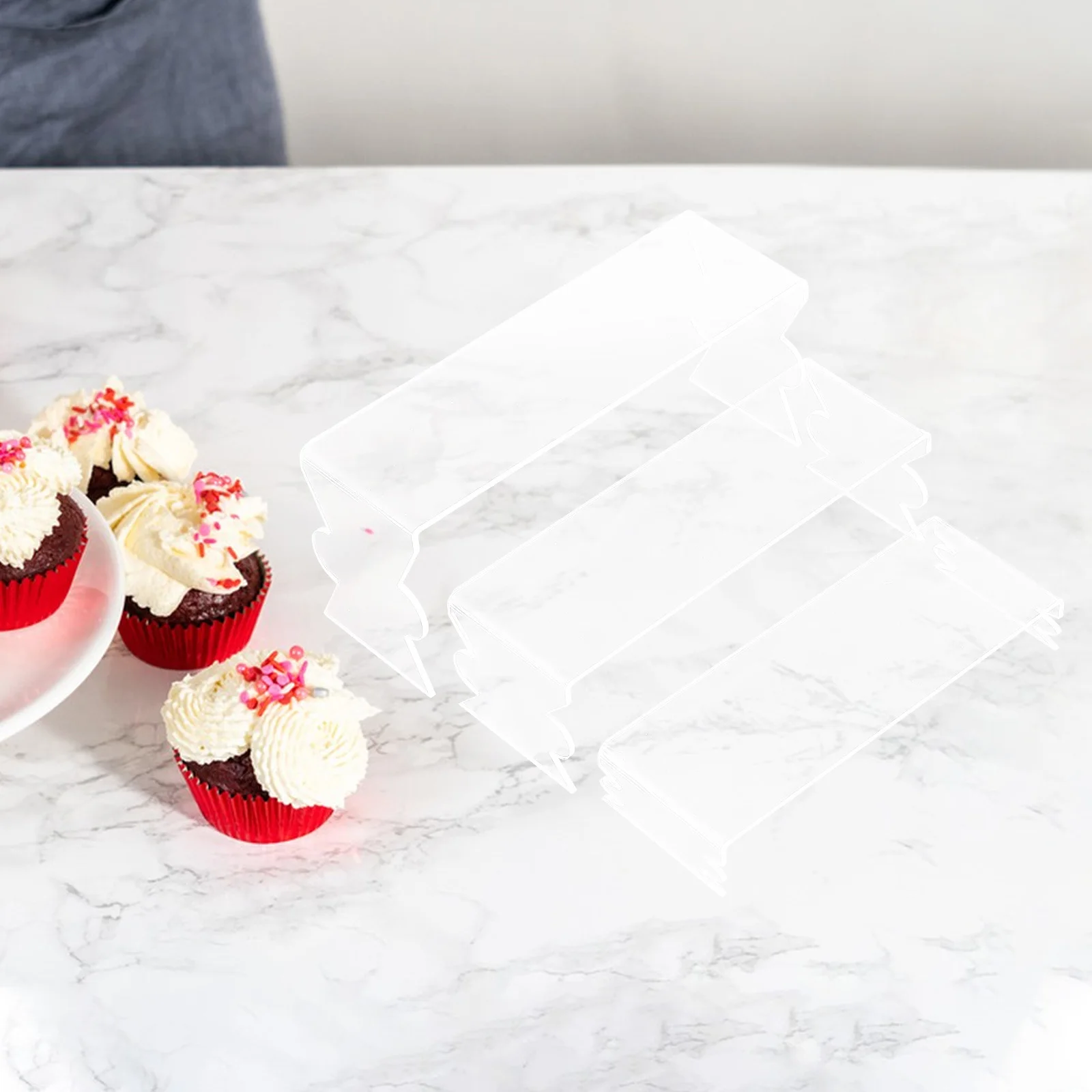 

3Pcs Acrylic Display Rack Storage Set Multifunctional Organizer for Collectibles and Trinkets Easy to Clean Riser Display Stand