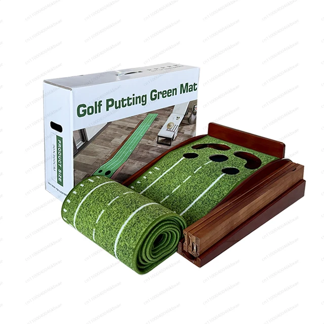 

GP Outdoor/Indoor Mini Golf Course with Red Wood 5-Hole Putting Mat Automatic Ball Return Golf Putting Trainer