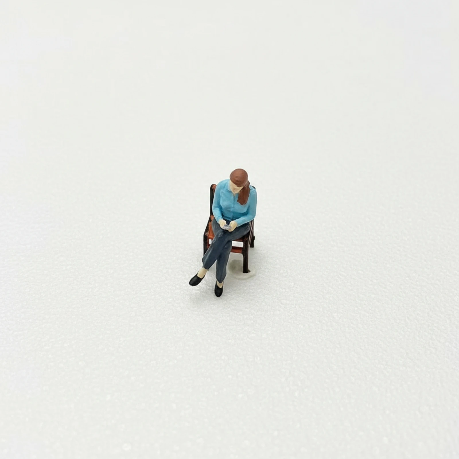 Miniature Figure with Chair Sculpted Seated Figure Desk Ornament Sturdy Figurine Compact for Collectors, Diorama, Model Layout