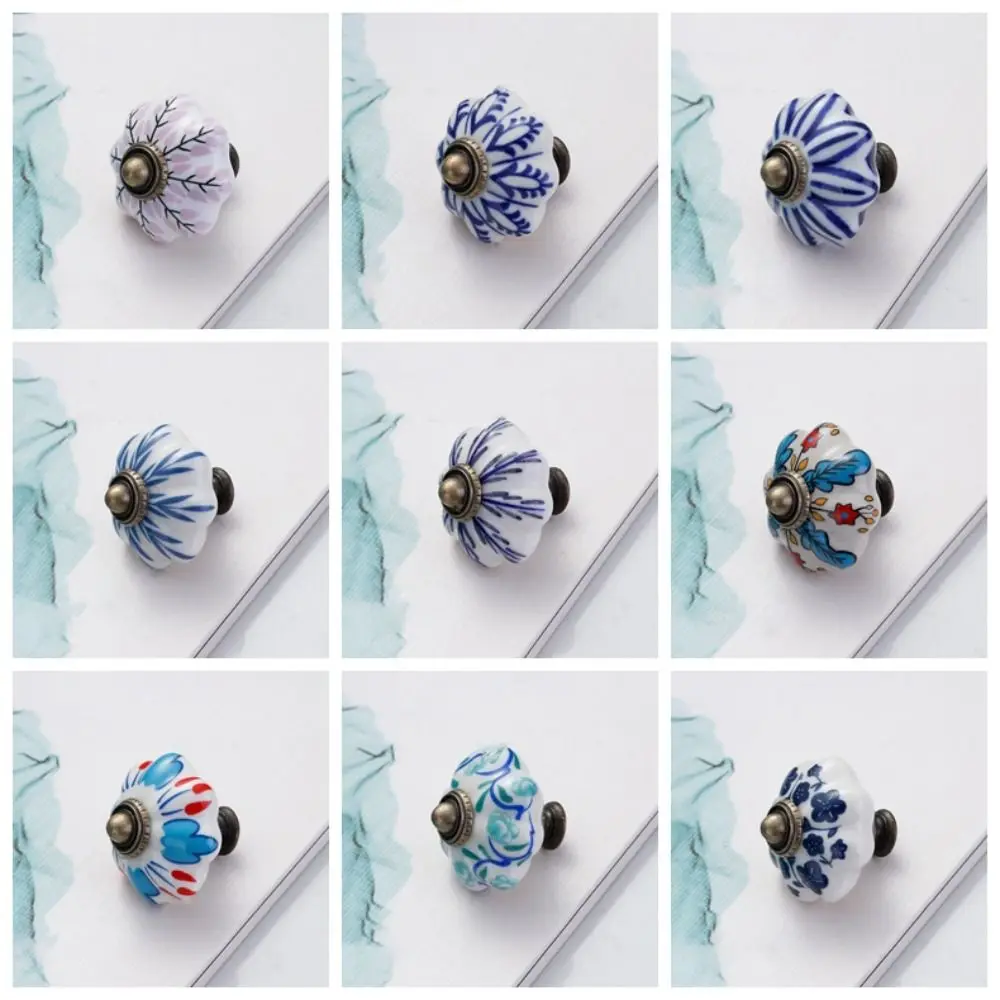 セラミックと合金製のパンプキンハンドル、単穴、複数色、ヴィンテージドアハンドル、ファッションクリエイティブ家具ノブ、食器棚用