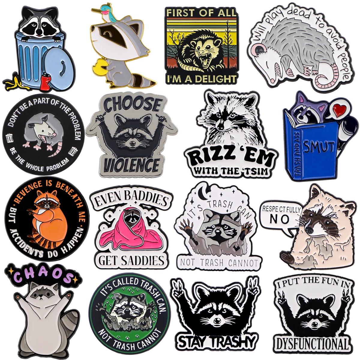 

Cute Raccoon Enamel Pin Cartoon Opossum Badges on Backpack Brooches For Women Lapel Pin Animal Jewelry Cosplay Accessories Gifts