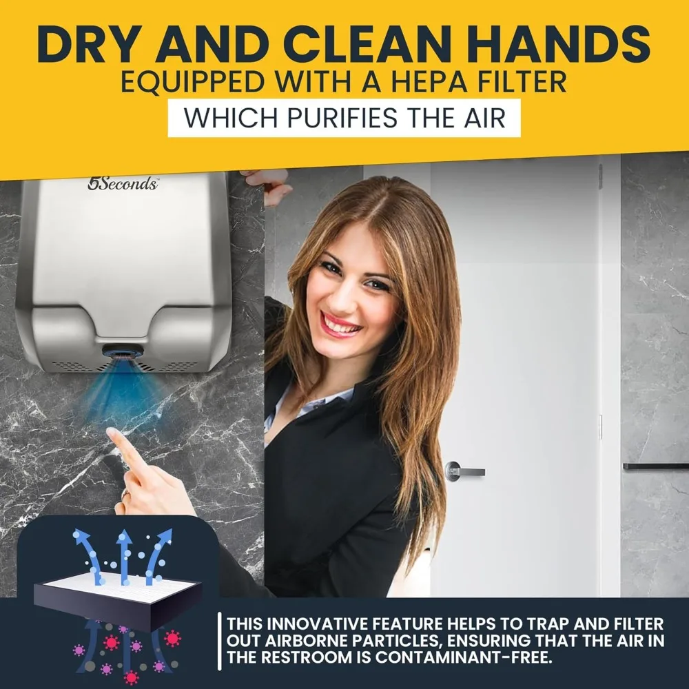 عرض ساخن - - مجفف الأيدي التجاري، أجهزة الحمام المصنوعة من الفولاذ المقاوم للصدأ للمستشفى والمكتب والمزيد، يد خالية من اللمس #4