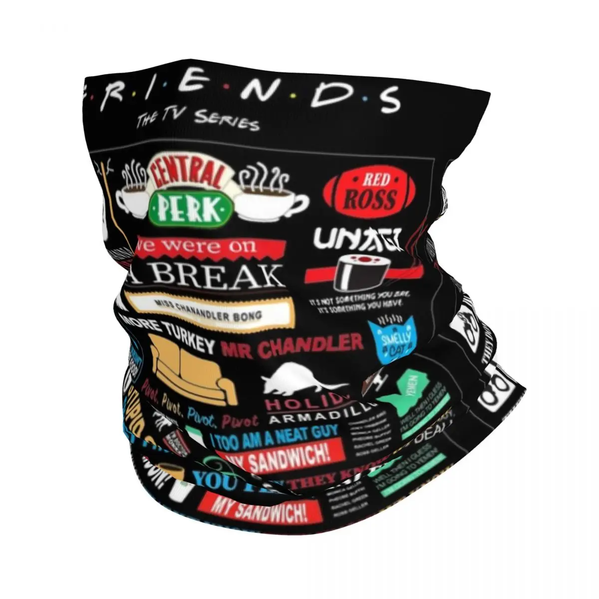 Custom Friends Logo Symbol Bandana Neck Gaiter Windproof Face Scarf Cover Women Men Classic TV Show  Headband Tube Balaclava