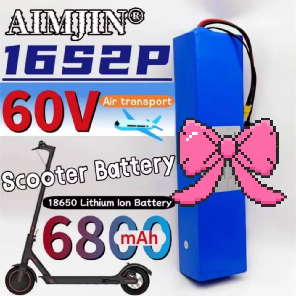 

60V Rechargeable 6800mAh 18650 Lithium Ion Battery Pack 16S2P with BMS for Power Tools Electric Vehicles High Capacity Long-Last