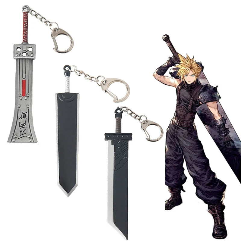 LLavero de Final Fantasy 7 VII Remake Sword, Cloud Strife Buster, llavero, accesorios de juego, llavero de coche