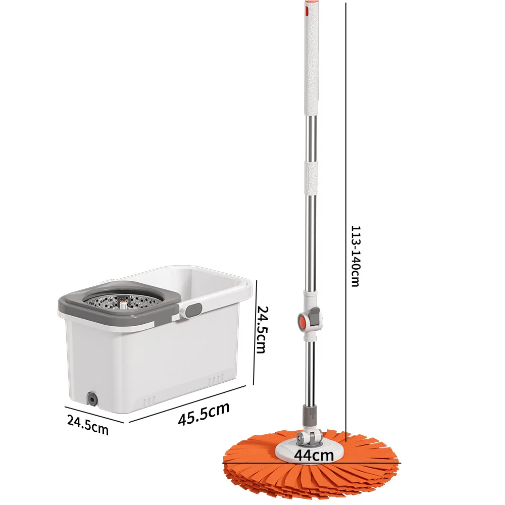 Customizable telescopic handle mop set, hands-free wash, easy to clean, dust-free, wet and dry separation floor rotation