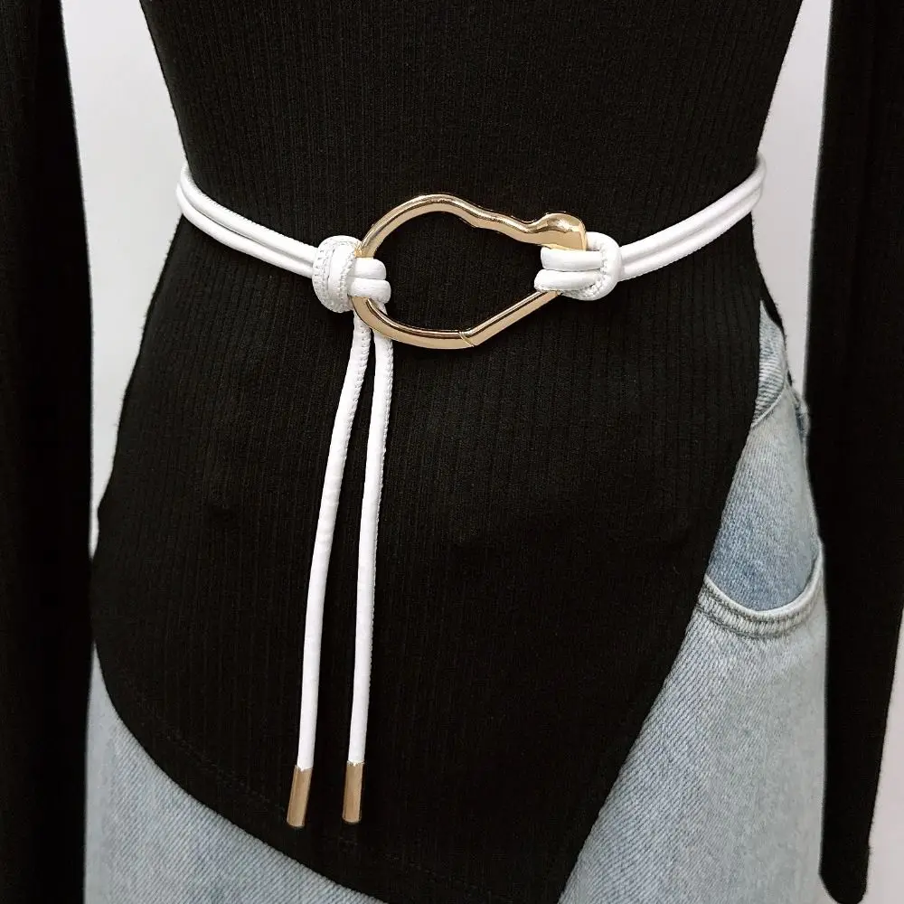 أنيق التخسيس الجلود حبل الخصر سلسلة تنوعا متعددة الاستخدام التنانير غطاء الخصر بسيط أنيق الخصر مقصوص حزام الطرف #6
