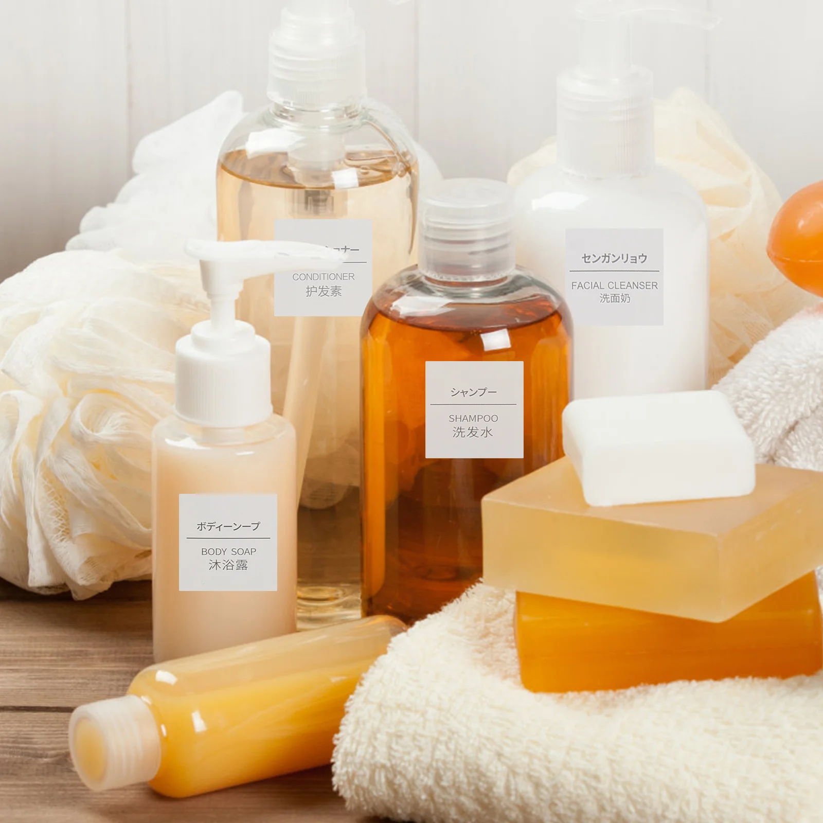 

50 Sheets Waterproof Bottle Labels Self-Adhesive Stickers for Shampoo Conditioner Body Lotion Facial Sunscreen Skincare