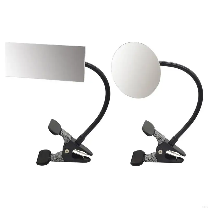 X9FA Adjustable Flexible Clip On Security Mirror Rectangle/Round Convex Design for Desk or Cubicle Rear View Monitoring