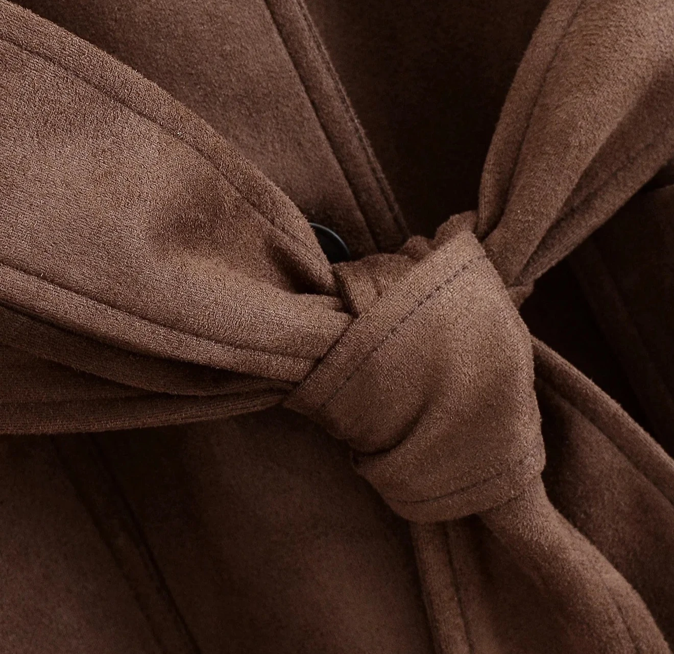 Lose Windjacke aus Wildlederimitat für Damen, einfarbig, mit Gürtel, langärmeliger Trenchcoat