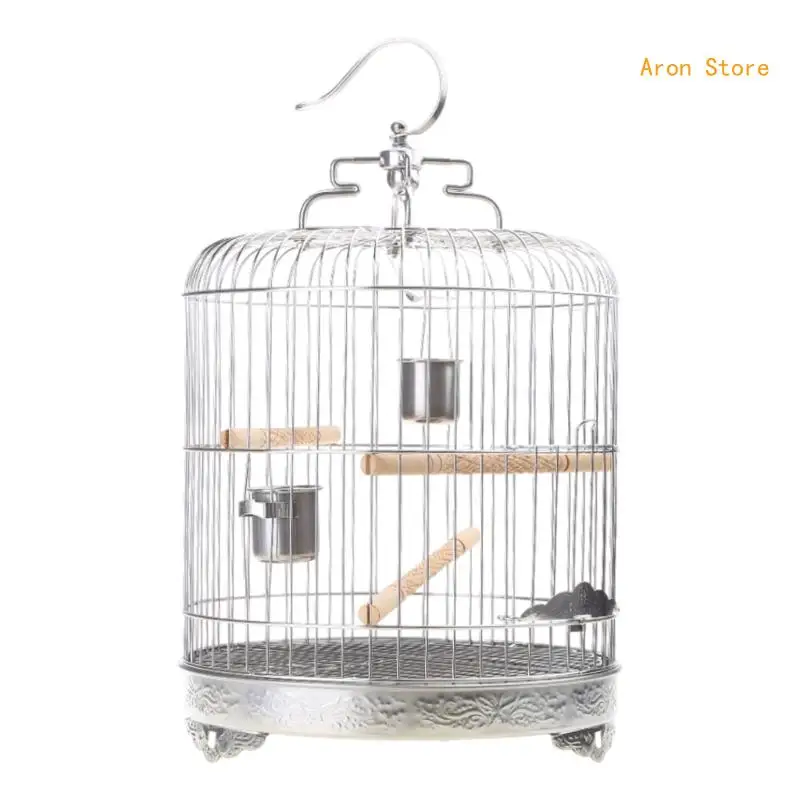 

Small Bird Cage with Stand, Stainless Steel Water Bowls Travel Carriers for Parrots Parakeets Lovebirds Finches H3CF