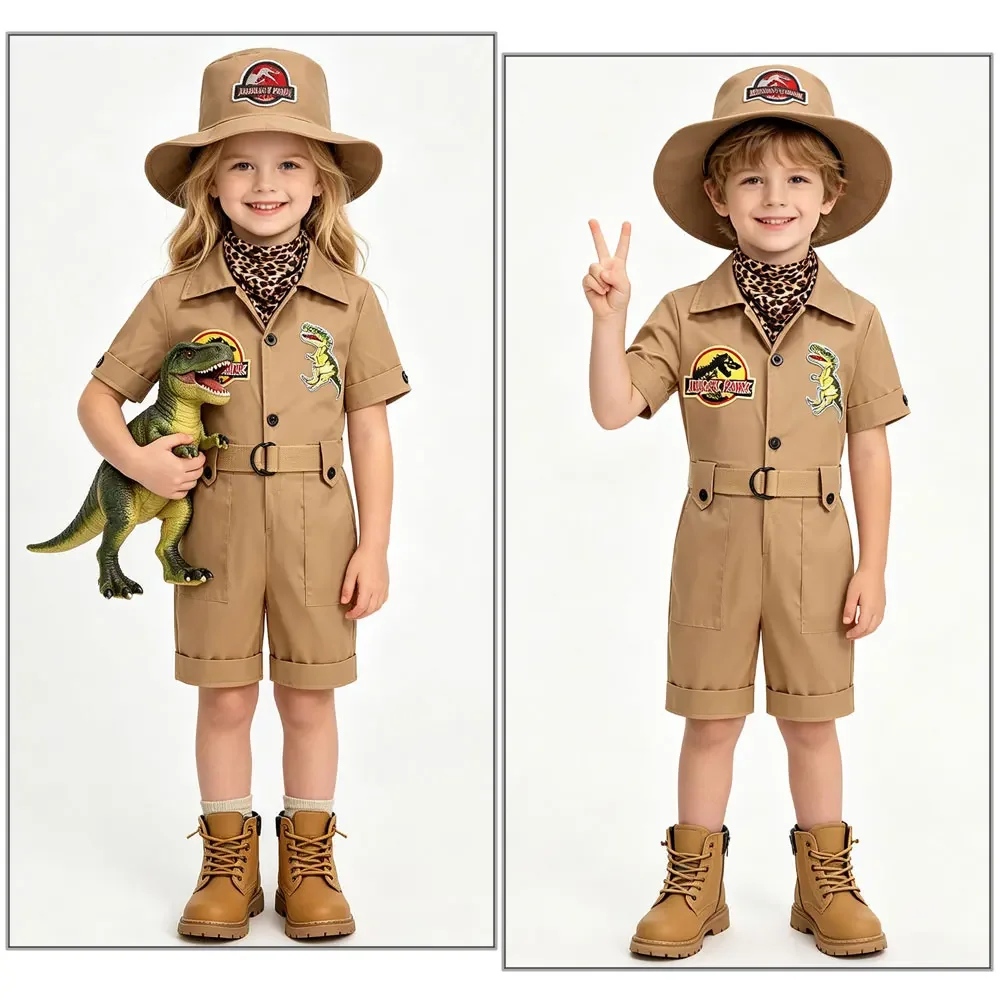 Cosplay Kids Safari Birthday Scout Party Jungle Explorer Outfit Halloween Wildlife Animal Dinosaur Safari Costume for Baby Boys