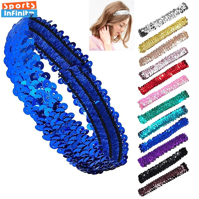 

1 шт., повязка на голову для танцев с блестками, эластичная спортивная повязка для волос для детей, повязки на голову для соревнований, повязки для волос для йоги, аксессуары для волос