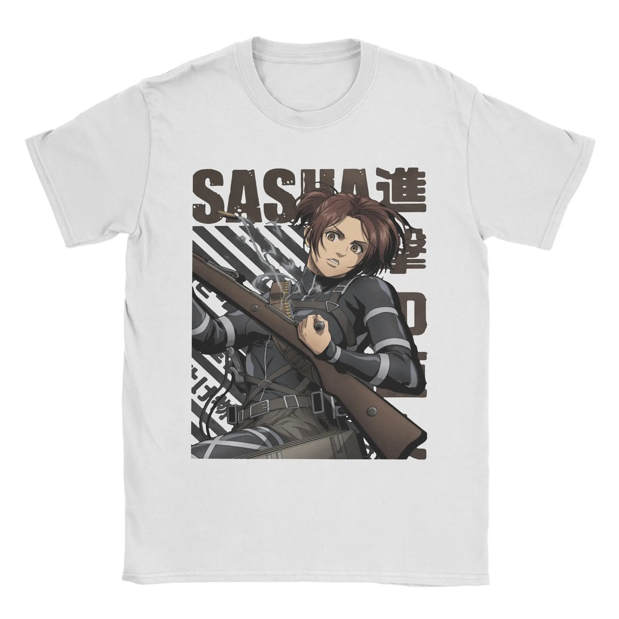 Men's Shingeki no Kyojin Sasha  Attack on Titan T Shirt AOT 100% Cotton Clothing Humor Short Sleeve Crew Neck Tees T-Shirts