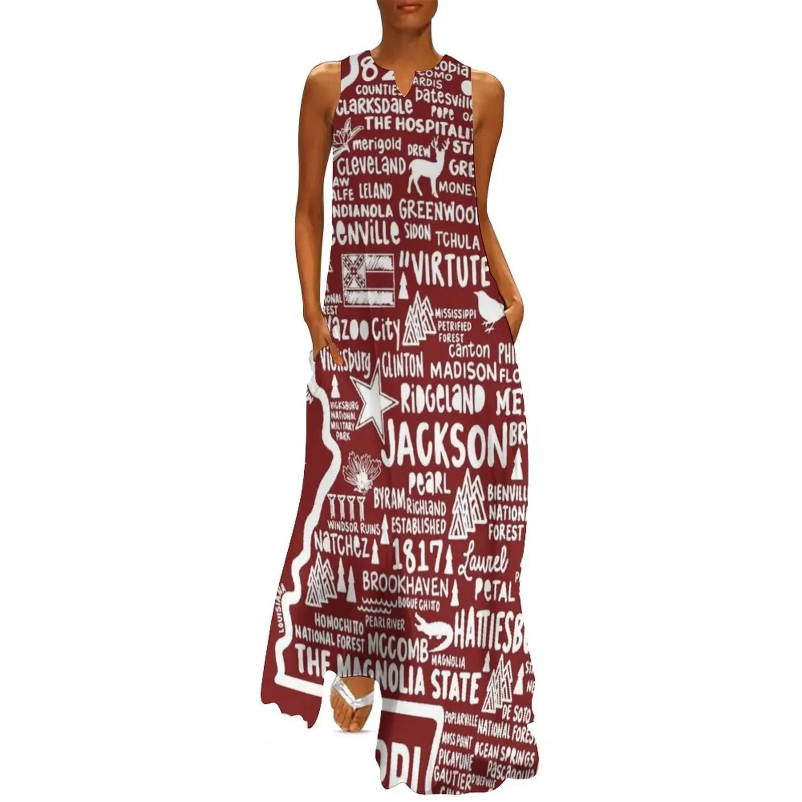 

Mississippi Map Long Dress Women's summer skirt dress for women summer Elegant gowns Dress