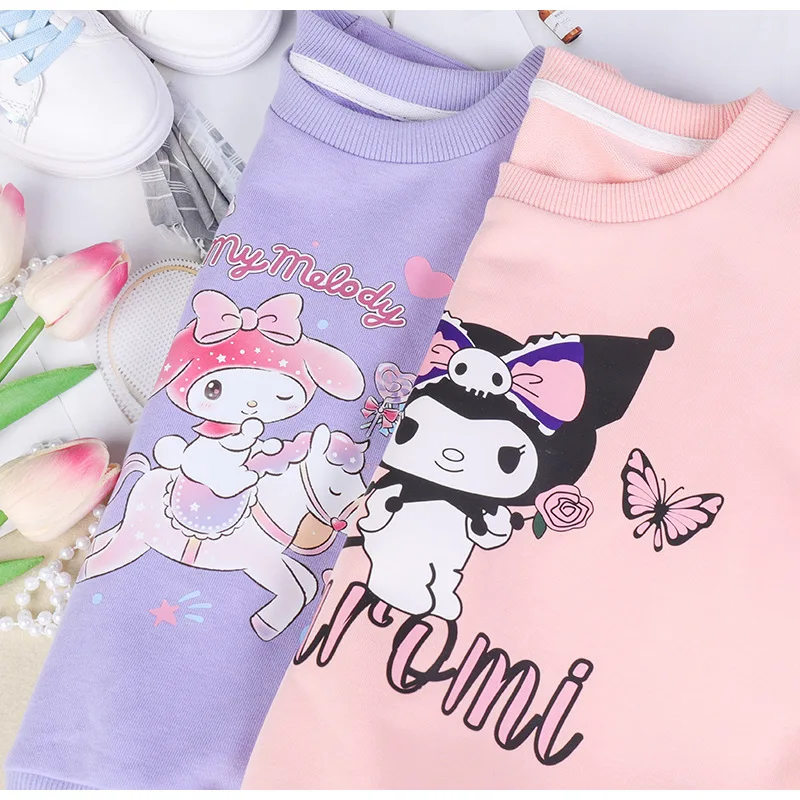 Kawaii kuromi dos desenhos animados puro algodão hoodie sanrios bonito crianças moletom anime minha melodia casual outerwear crianças casaco presente da menina