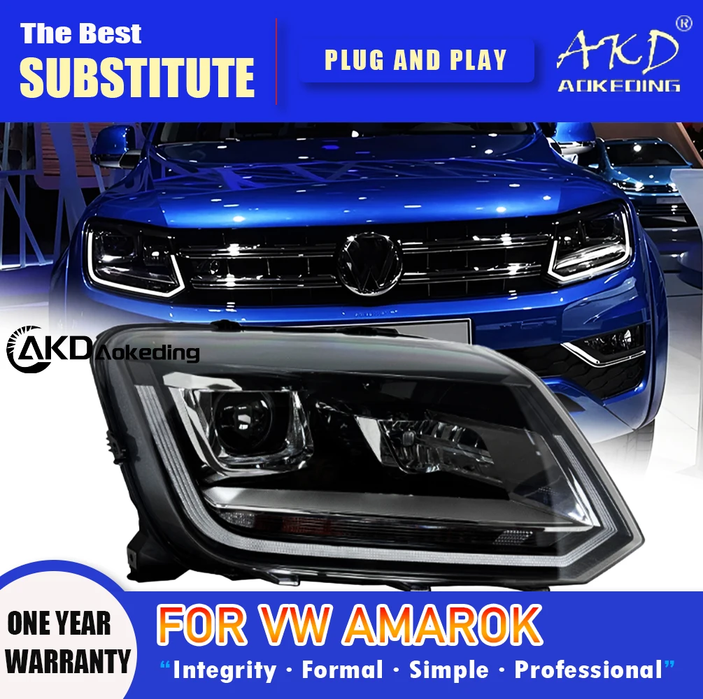 

Фара AKD для VW Amarok, светодиодная фара 2011-2016, фары Amarok DRL, указатель поворота, дальний свет, линза проектора «ангельский глаз»